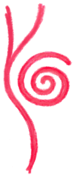 Das Logo besteht aus einer Spirale und einer haltenden Linie links daneben. Es symbolisiert Entwicklung, dass Du ganz Du selbst sein kannst